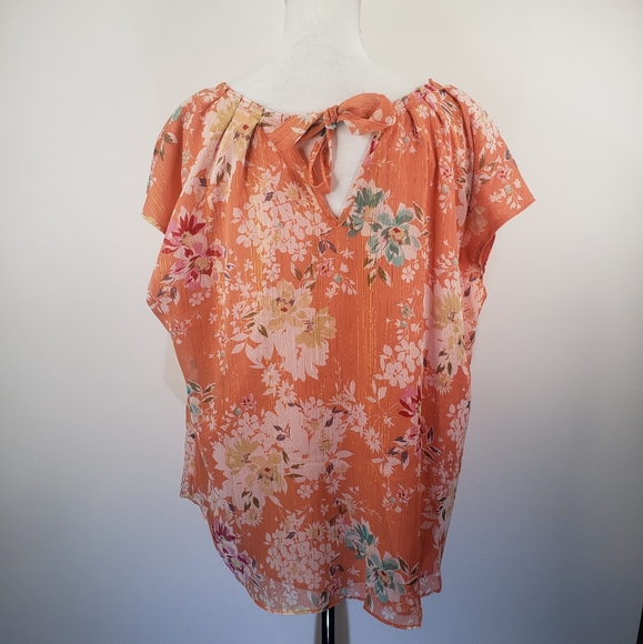 NEW LC Lauren Conrad Plus Size Top Peach 1X Blouse - Picture 6 of 11